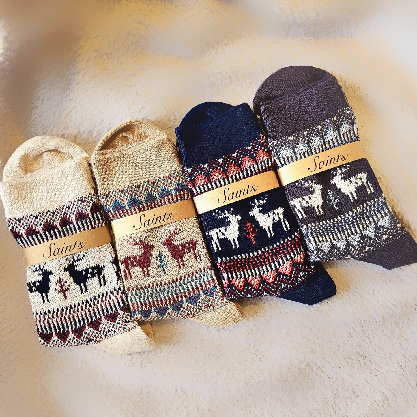 Reindeer Pattern Women's Jacquard Socks [4 Colours available]