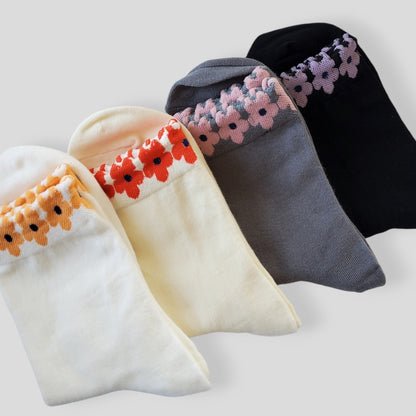 Flower Top Women's Cotton Socks [4 Colours available]