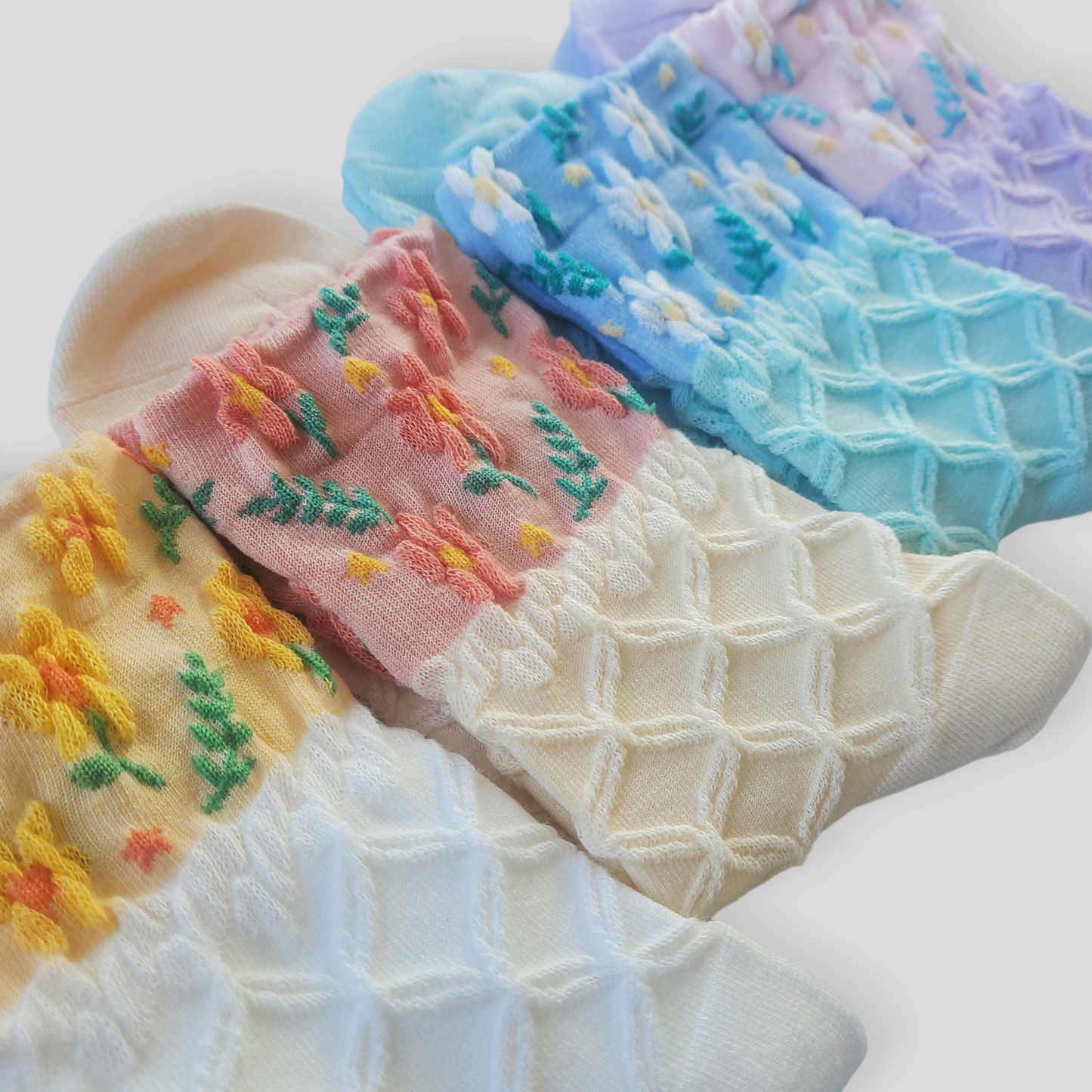 Flower Top Women's Cotton Socks [4 Colours availavle]