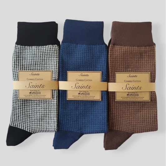 Houndstooth Pattern Men's Socks [4 Colours available]