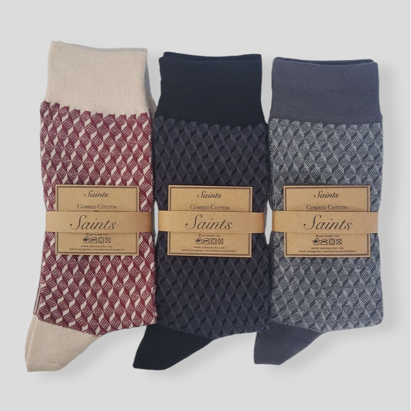 Cube Pattern Men's Socks [3 Colours available]