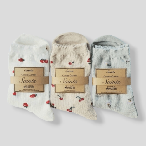 Cute Pattern Women's Cotton Socks [3 Colours available]