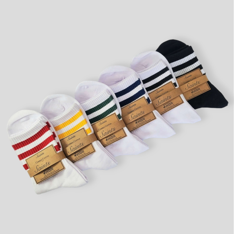 Triple Striped Women's Sporty Cotton Socks [6 Colours available]