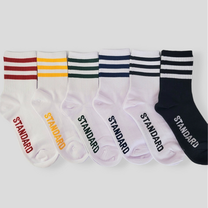 Triple Striped Women's Sporty Cotton Socks [6 Colours available]