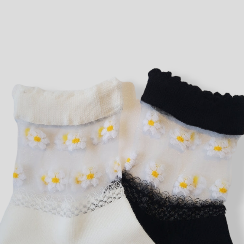 See-through Flower Pattern Women's Socks [2 Colours available]