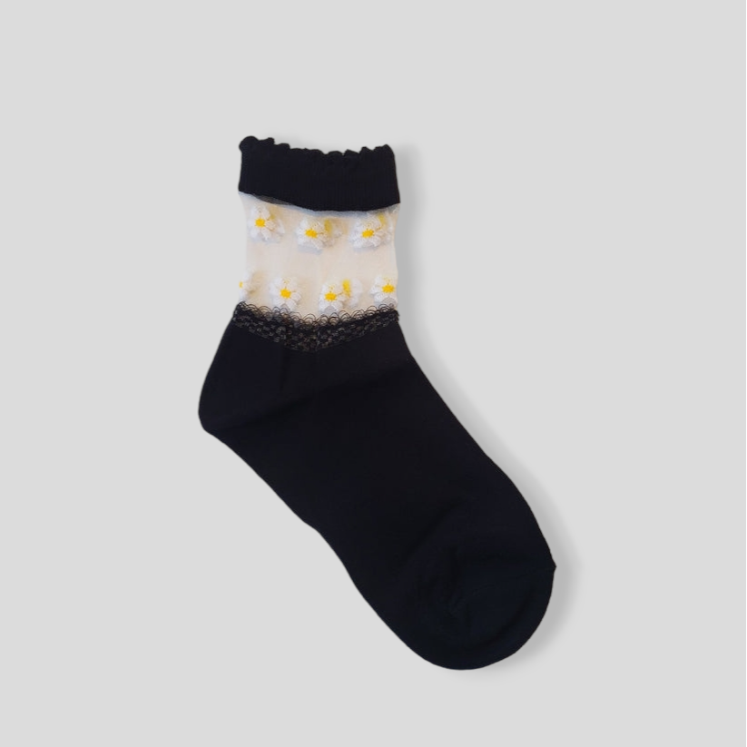 See-through Flower Pattern Women's Socks [2 Colours available]