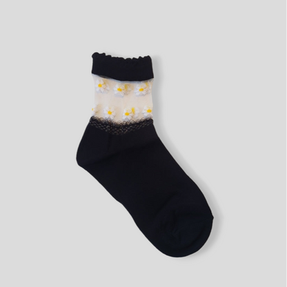 See-through Flower Pattern Women's Socks [2 Colours available]