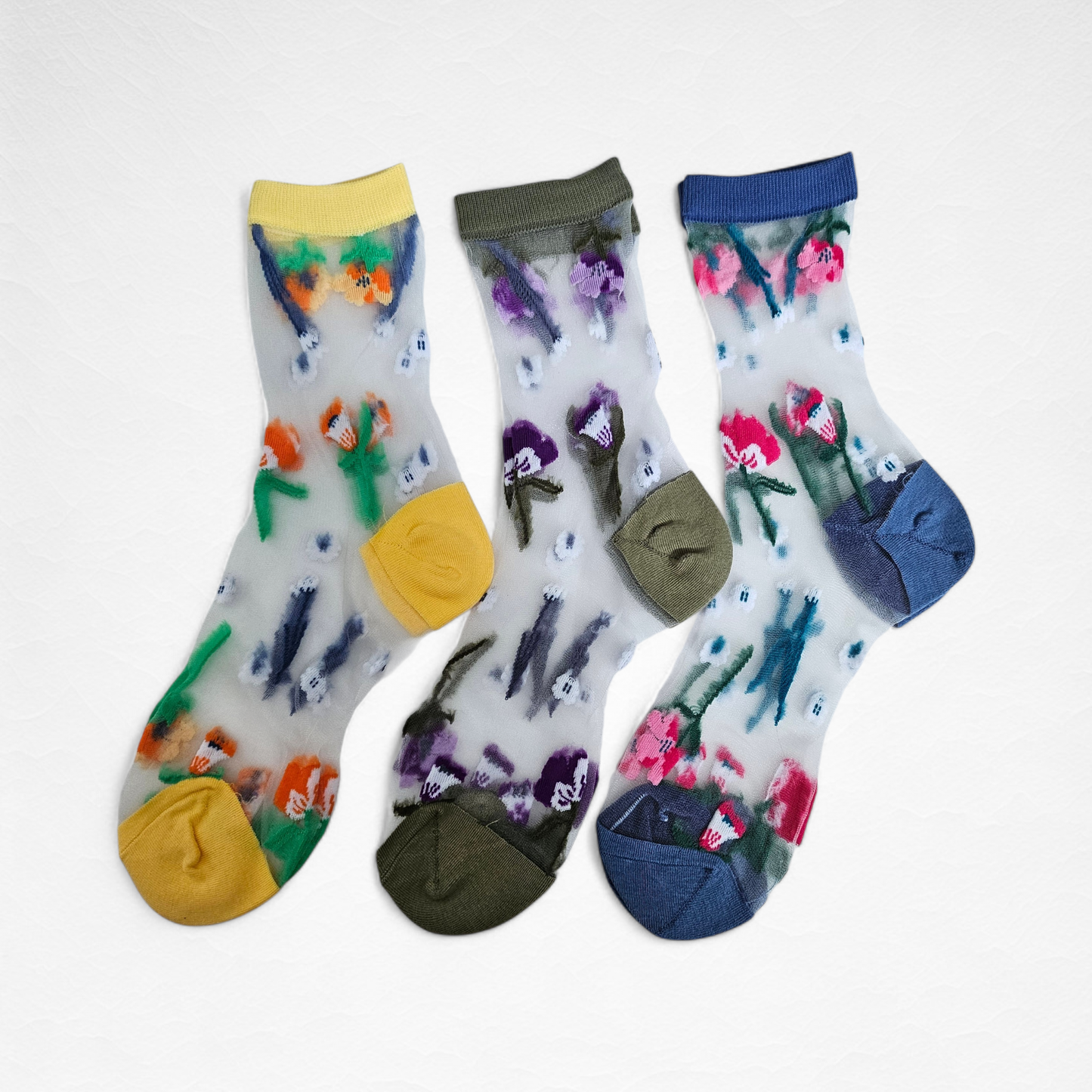 Sheer Floral Women Socks [3 Colours available]
