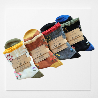 Flower Pattern Women’s Cotton Socks [4 Colours available]