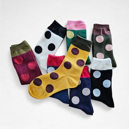 Polka Dot Pattern Women’s Cotton Socks [8 Colours available]