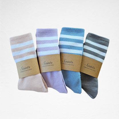 Non-slip Triple Striped Women's Yoga Pilates Socks [4 Colours available]