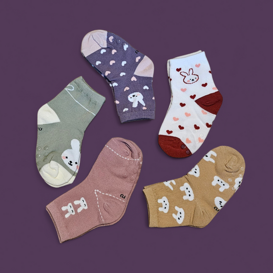 Cute Rabbit Girls Socks - 5 Pairs Set