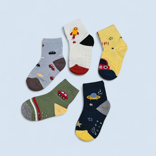 Car & UFO Kids Socks - 5 Pairs set
