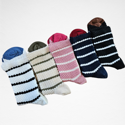Stripe Pattern Women’s Cotton Socks [5 Colours available]