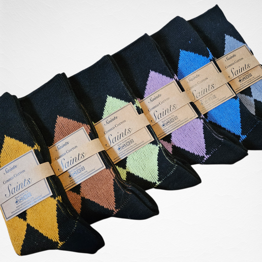 Argyle Pattern Women’s Cotton Socks [6 Colours available]