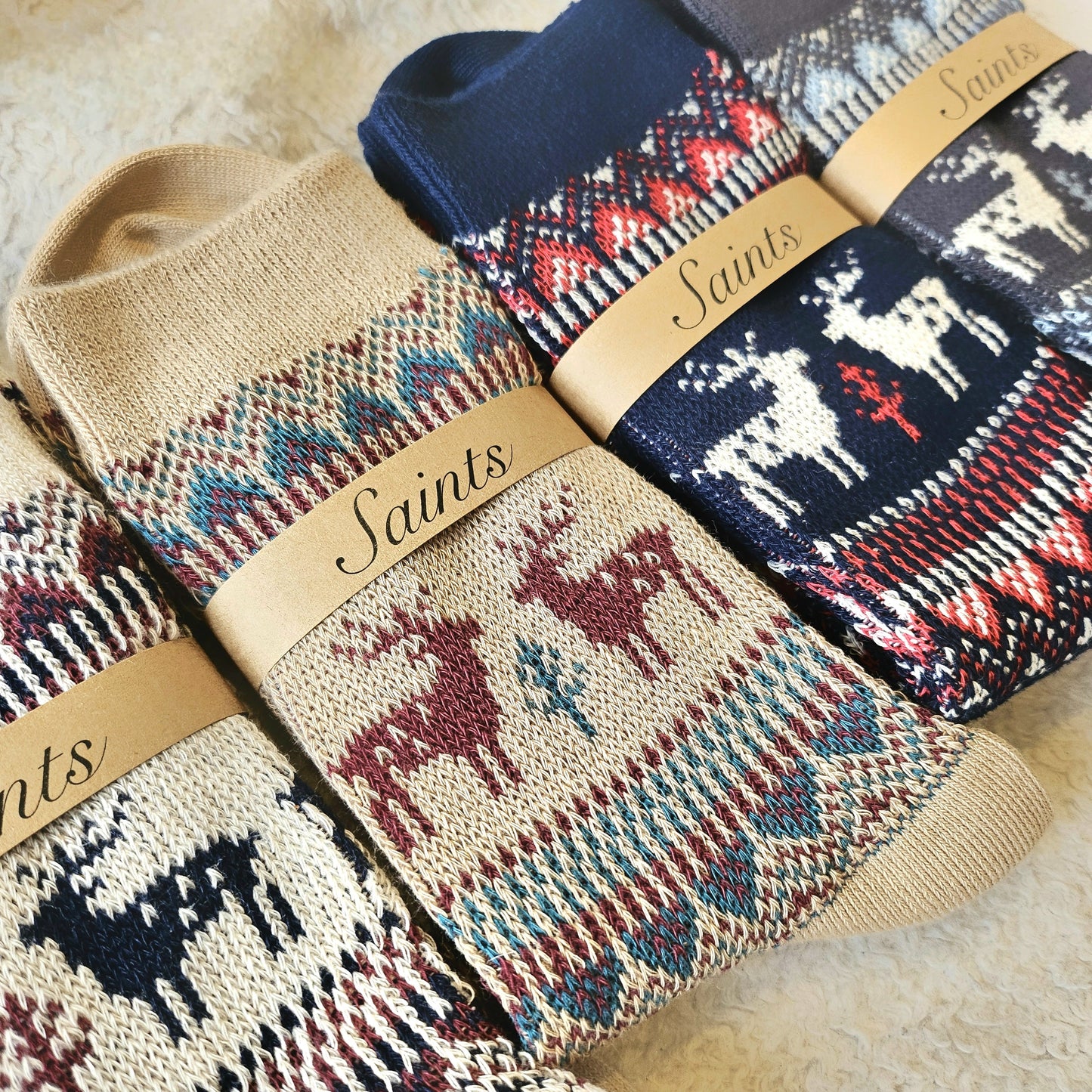 Reindeer Pattern Women's Jacquard Socks [4 Colours available]