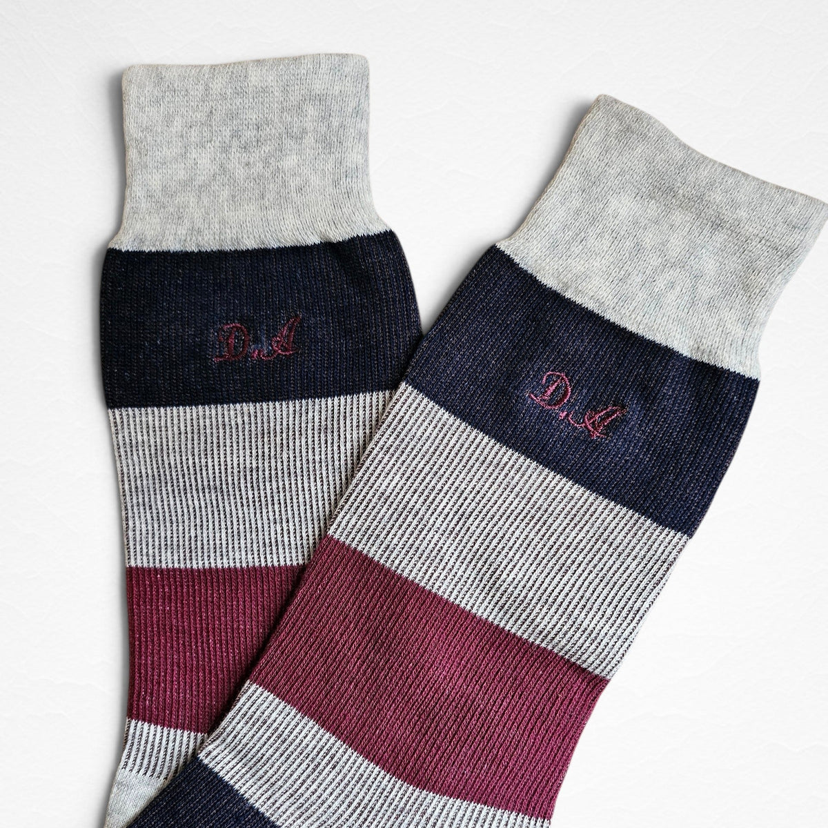 [Personalised embroidery available] Bold Striped Jacquard Men's Sock  [4 Colours available]