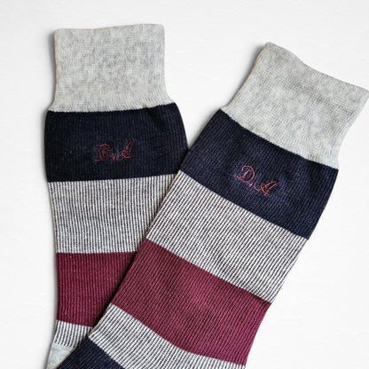 [Personalised embroidery available] Bold Striped Jacquard Men's Sock  [4 Colours available]