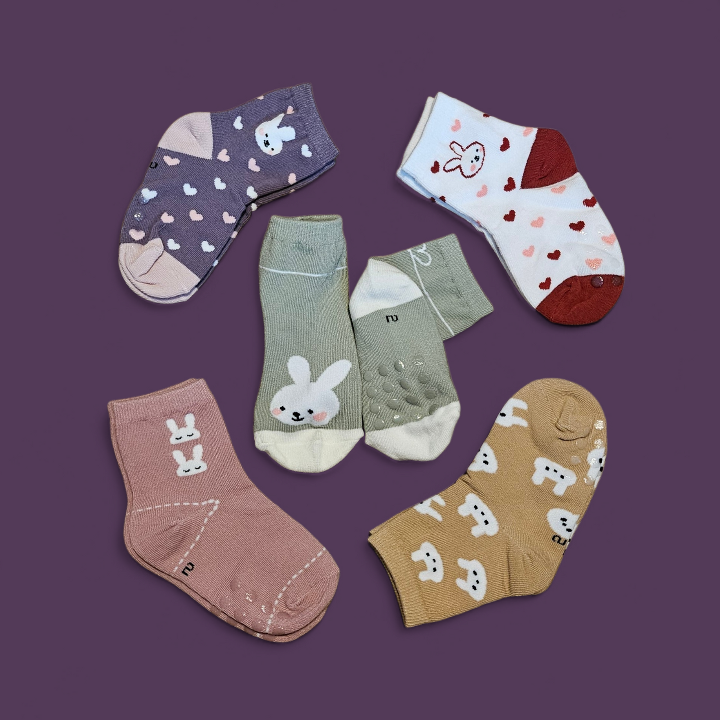 Cute Rabbit Girls Socks - 5 Pairs Set