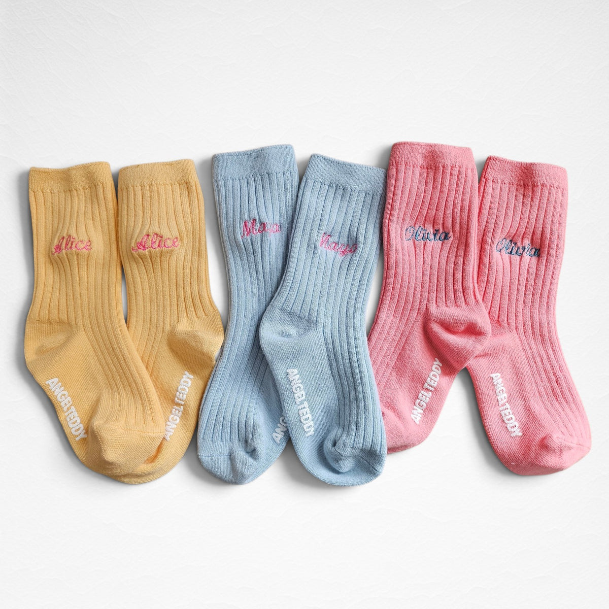 [Personalised embroidery available] Colourful Kids Socks [10 colours available]