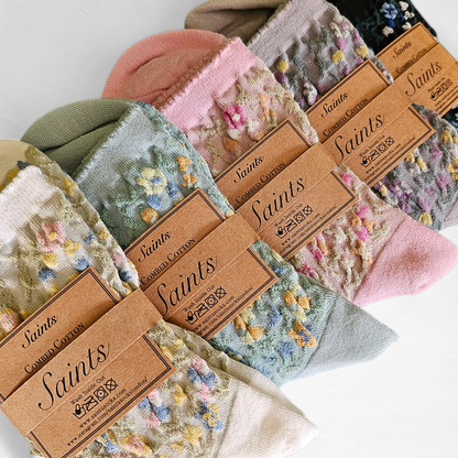Flower Garden Pattern Women’s Cotton Socks [5 Colours available]