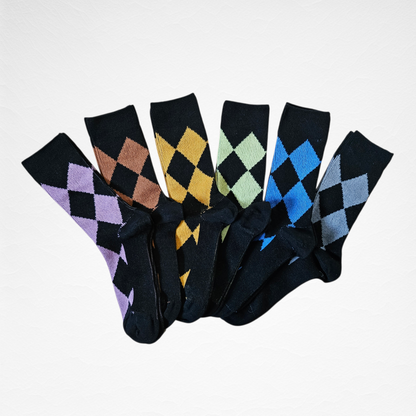Argyle Pattern Women’s Cotton Socks [6 Colours available]