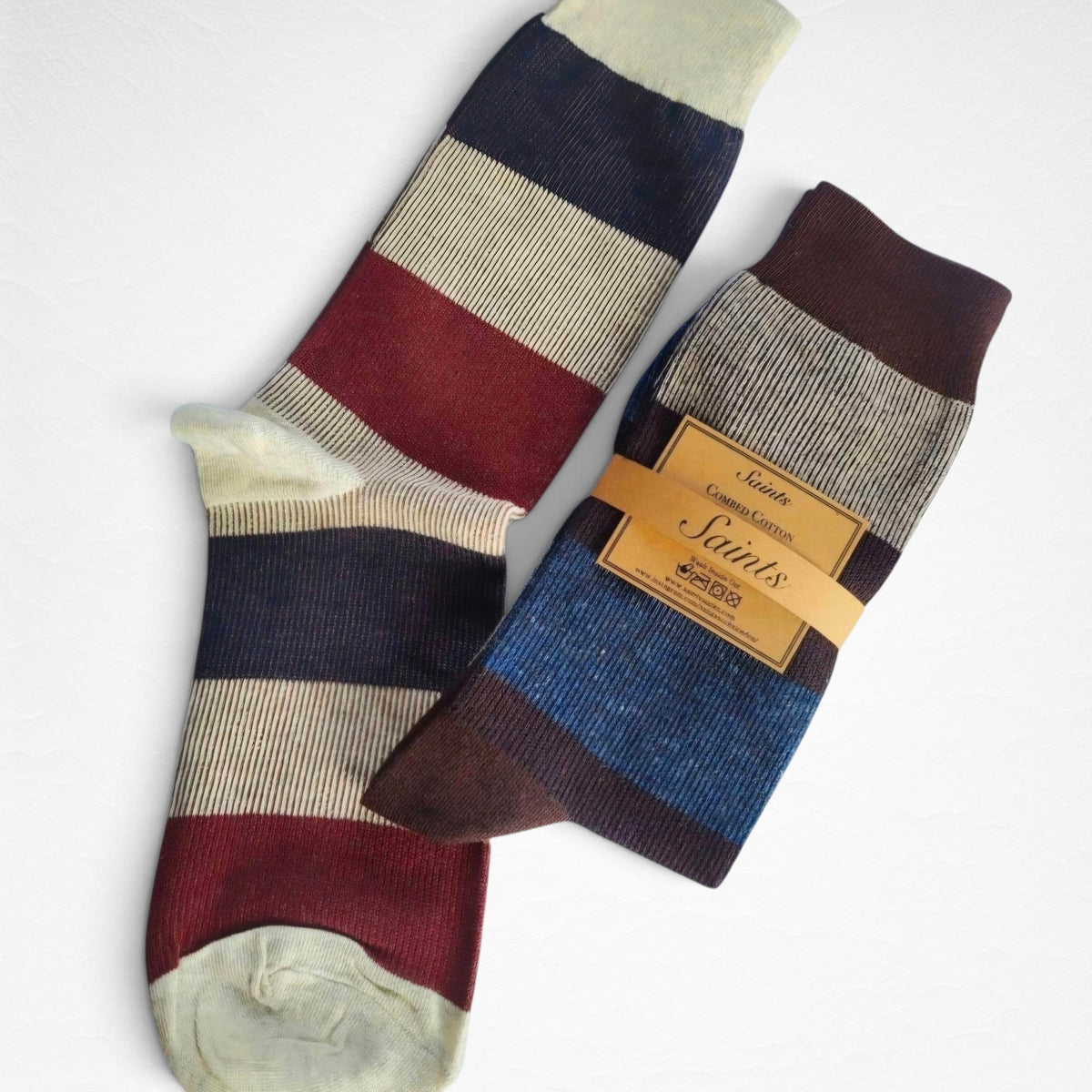 [Personalised embroidery available] Bold Striped Jacquard Men's Sock  [4 Colours available]