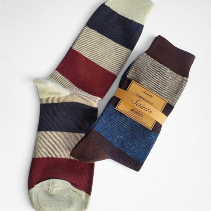 [Personalised embroidery available] Bold Striped Jacquard Men's Sock  [4 Colours available]