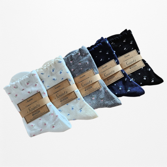 Little Flower Pattern Women’s Cotton Socks [5 Colours available]