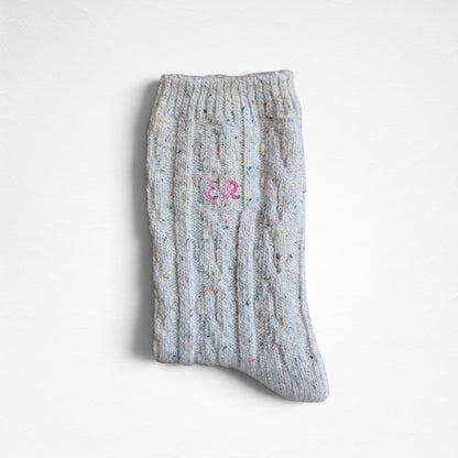 [Personalised embroidery available] Cosy Warm Lovely Speckled Wool Women's Socks [10 Colours available]
