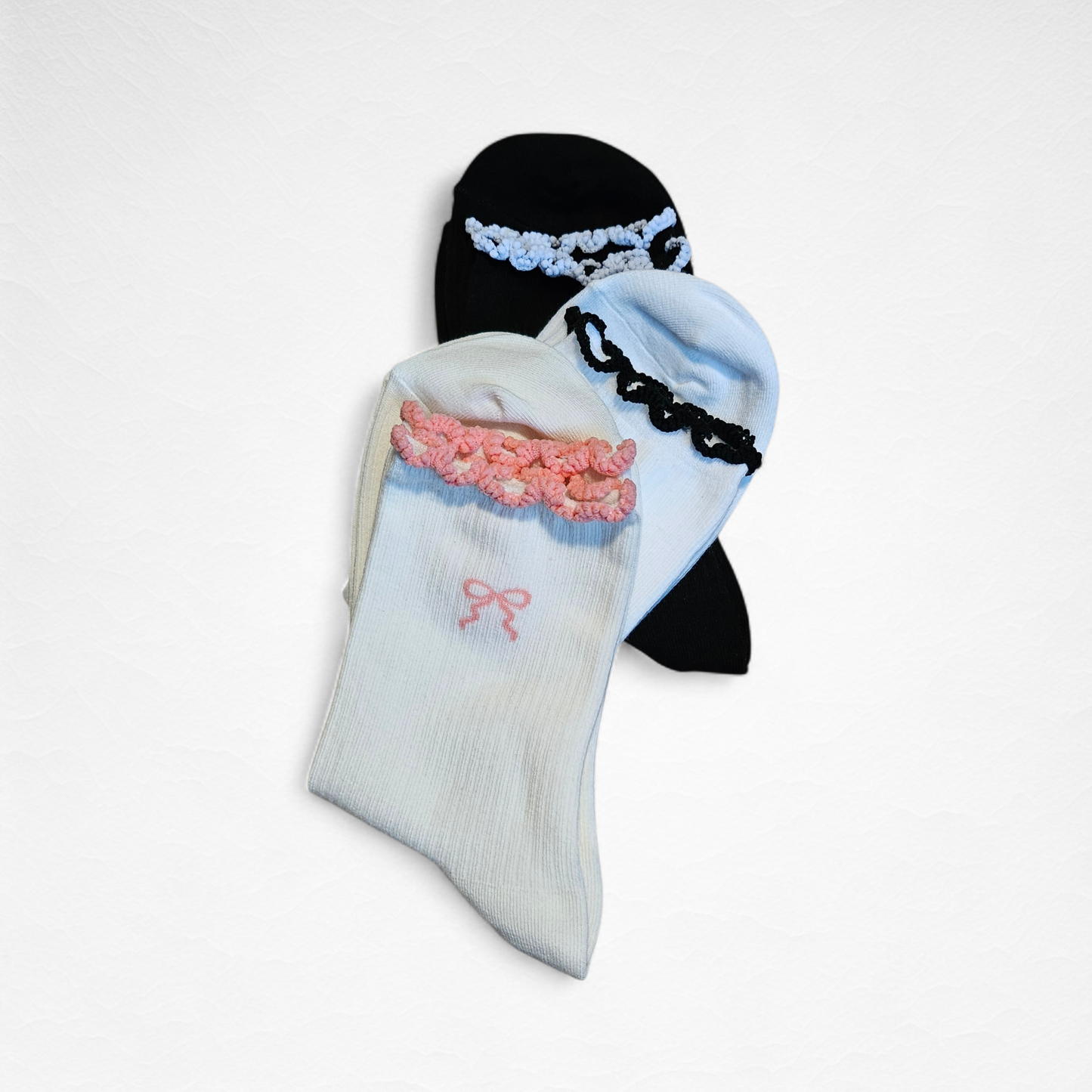 Bow Lace Trim Women Socks [3 Colours available]
