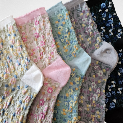 Flower Garden Pattern Women’s Cotton Socks [5 Colours available]