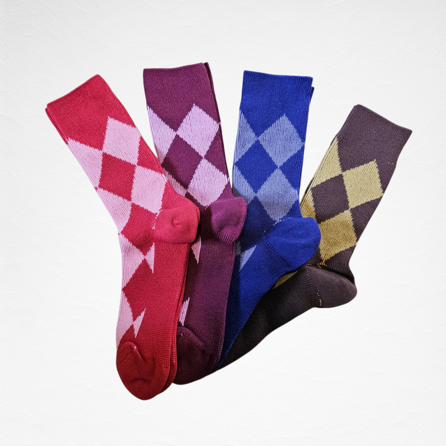 Argyle Pattern Women’s Cotton Socks [4 Colours available]