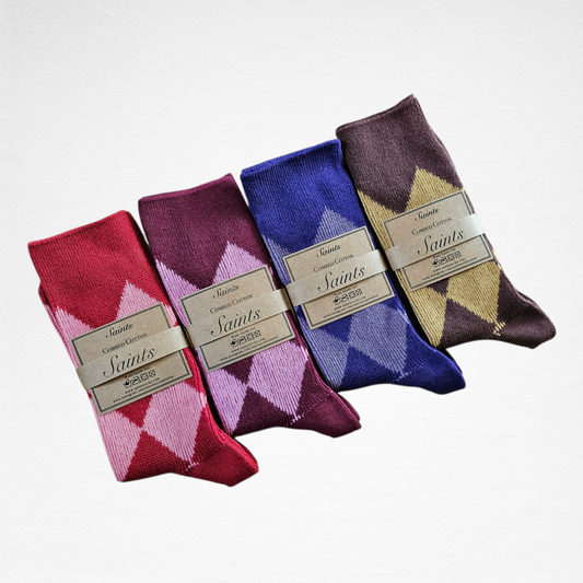 Argyle Pattern Women’s Cotton Socks [4 Colours available]