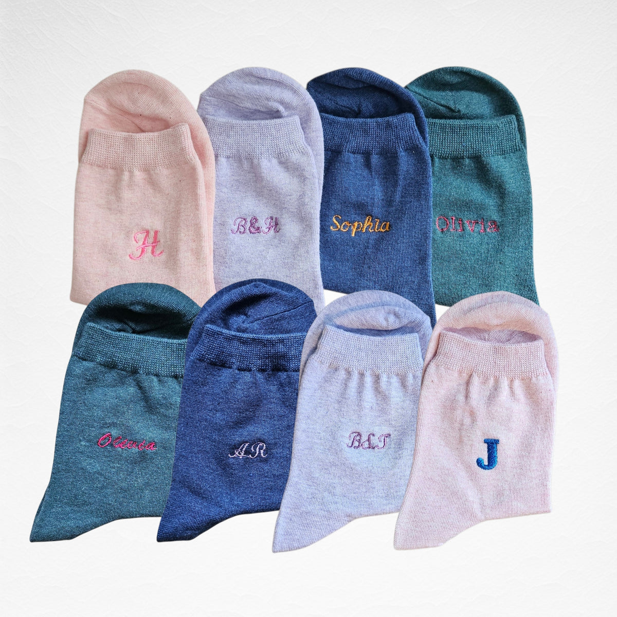[Personalised embroidery available] Plain Cotton Women's Socks [19 colours available]