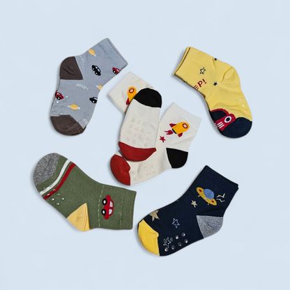 Car & UFO Kids Socks - 5 Pairs set