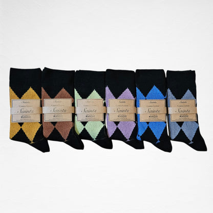 Argyle Pattern Women’s Cotton Socks [6 Colours available]