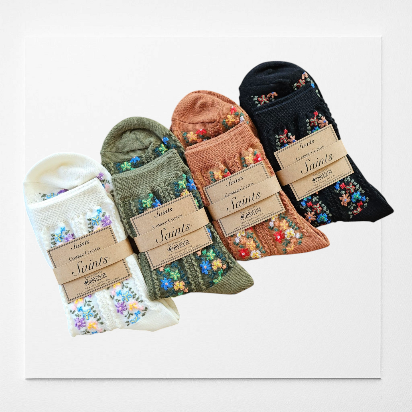 Flower Pattern Women’s Cotton Socks [4 Colours available]