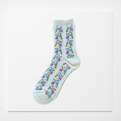 Flower Pattern Women’s Cotton Socks [4 Colours available]