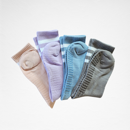 Non-slip Triple Striped Women's Yoga Pilates Socks [4 Colours available]
