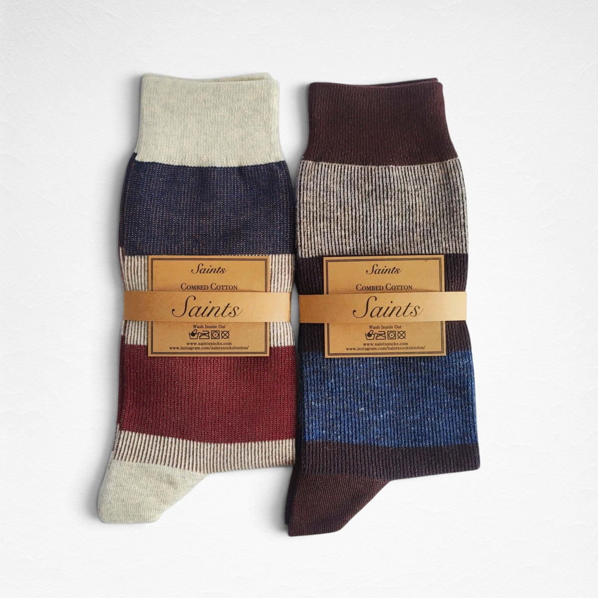 [Personalised embroidery available] Bold Striped Jacquard Men's Sock  [4 Colours available]