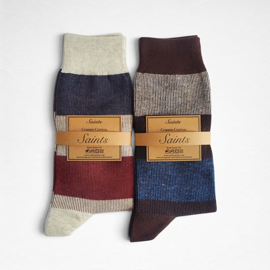 [Personalised embroidery available] Bold Striped Jacquard Men's Sock  [4 Colours available]