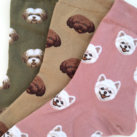 Cute Little Doggy Women's Cotton Socks [3Colours available]